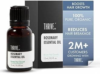ThriveCo Rosemary Essential Oil | Helps Promote Hair Growth & Control Hair Fall | 100% Pure & Organic | With Vitamin E | Strengthens Hair & Supports Scalp Health | For Men & Women | 15 ml