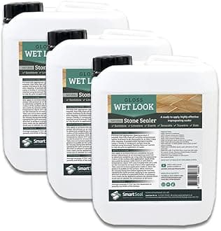 SmartSeal's Natural Stone Sealer - 'Wet Look' Finish for Sandstone, Limestone & Slate - Professional Grade, Easy To Apply Patio Sealer (3 x 5L)