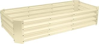Harbour Housewares Raised Garden Bed - Ivory - 180 x 90cm - Rectangle - Bottomless Metal Raised Bed Galvanised Steel Planter Box for Growing Outdoor Plants, Vegetables, Flowers and Herbs