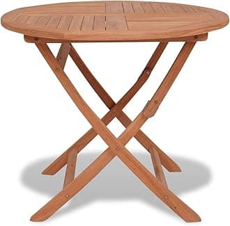 FAMIROSA Folding Round Patio Table Solid Teak Wood, Patio Dining Table Bistro Table Bar Table Garden Table Indoor Outdoor Table Backyard Table 33.5"x30" (Diameter x H)