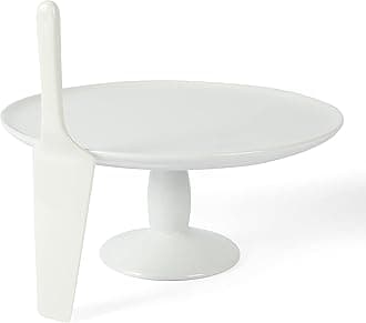 Martha Stewart 12" x 5.7" Stoneware Cake Stand W/Server - White