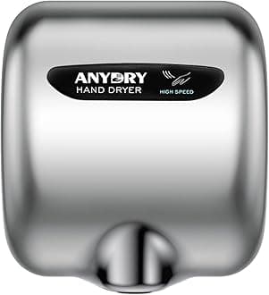 anydry 2800B Commercial Hand Dryer For Toilets,Heavy Duty Stainless Steel Electric Hand Dryers,With Banner.(Polished)
