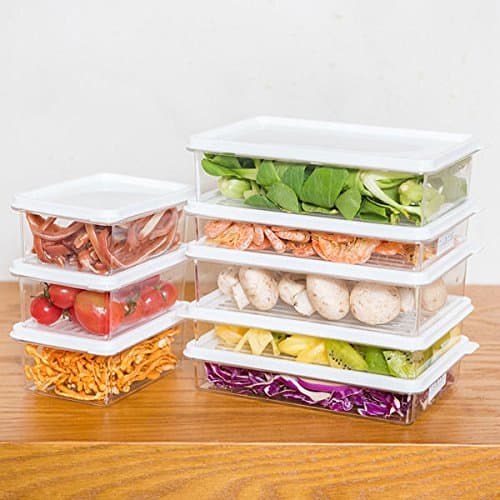 Stackable Refrigerator Fridge Freezer Storage Box Stack Food Container Tray Organizer Transparent Space Saver Fridge Shelf Holder Storage Box Bin (Color : S)