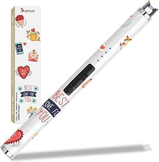 Candle Arc USB Type C Lighter Electric Lighter with Upgraded LED Battery Display Safety Switch Rechargeable Flameless Plasma Windproof Portable for Mother‘s Day (White)