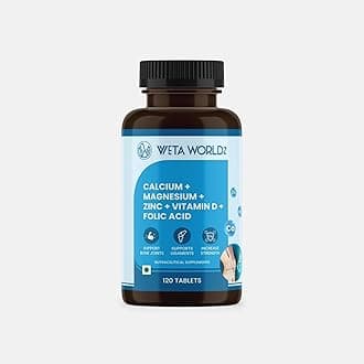 Weta Worldz 120Tablet Calcium, Magnesium, Folic Acid with Vitamin D3 & B12 | Ideal Supplement for Bone, Cartilage, Ligaments & Joint Health
