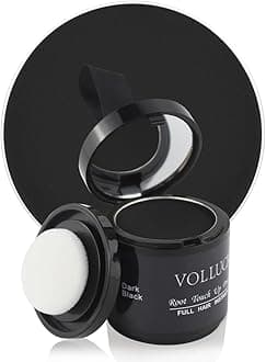 VOLLUCK Root Touch up Powder 10g – Covers Grey Roots & Conceals Thinning Hair, Hairline Powder for Men & Women – Natural Look, Easy to Use & Compact for Quick Touch Ups (Dark Black)