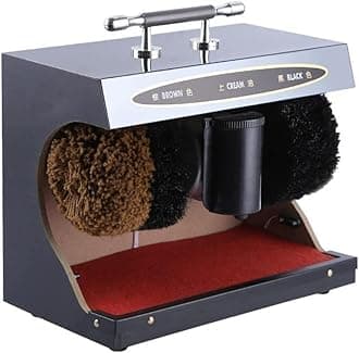 Shoe Polisher Fully Automatic, Hotel Commercial Automatic Shoe-Shining Machine，Electric Shoe Cleaner for Dust Removal Polishing with Double Combination Brush,Leather Shoe Cleaning Kit(Black Gold)