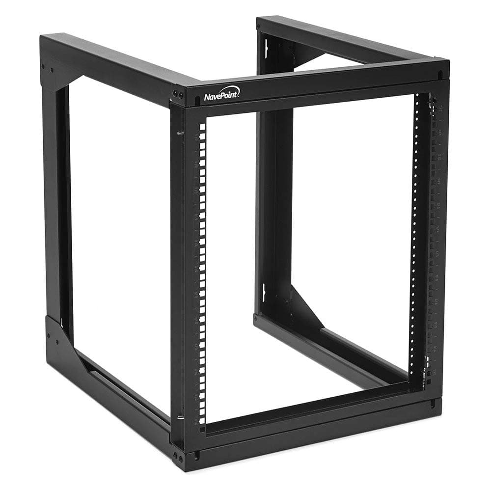 NavePoint 12U Wall Mount Server Rack - Swing Gate Open Frame for 19-Inch IT Equipment - Network Rack for AV & Server Equipment, 24" Deep, Black
