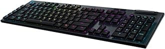 Logitech G915 Lightspeed RGB Mechanical Gaming Keyboard, Low Profile GL Clicky Key Switch, LIGHTSYNC RGB, Advanced Lightspeed Wireless and Bluetooth Support - Clicky,Black