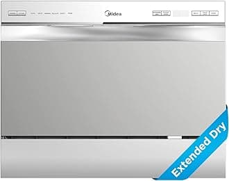Midea MDC22P2ASS Countertop Dishwasher, 6 Place Settings & 6+2 Washing Cycles Portable Dishwashers, Energy Star Dish Washer for Dorm, RV & Apartment, Silver