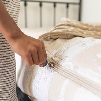 Beddy's Trucks Theme Boys Durable Zipper Bedding for Kids, Bed in a Bag, Tan Sheets & Comforter with Construction Trucks & Cars, Includes Pillowcase and Pillow Sham, Easy to Make and Wash