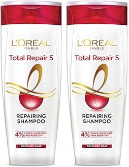 L’Oréal Paris Shampoo, For Damaged And Weak Hair, With Pro-Keratin + Ceramide, Total Repair 5, 340Ml Pack Of 2