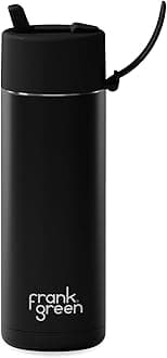 Ceramic Reusable Bottle - Stainless Steel Water Bottle With Straw, Insulated Water Bottle, Metal Water Bottle - Flip Straw Lid - 20oz - Midnight