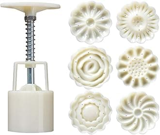 6 PCS Moon Cake Mold, Mooncake Cookie Mold with 6 Pcs Flower pattern DIY Decoration Press Cake Cutter for for Kitchen Baking