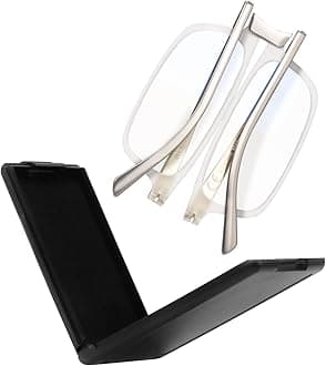 SKYOAK Evolved Folding Reading Glasses For Women Men Blue Light Blocking Anti UV Eyestrain Foldable Portable Compact Readers with Flat Hard Case Pocket Computer glasses, 1.0 CLEAR