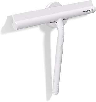 Minismus Shower Squeegee with Magnetic Hook - Silicone Window Wiper - Shower Squeegee for Glass Doors - Glass Squeegee Bathroom Shower - Window Squeege (8.25 Inches, White)