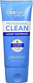 GO SMILE Professional Clean Luxury Whitening Toothpaste, large 3.4oz tube, Enriched with Vitamins A, C & E, Mint Flavor eliminates bad breath, Removes Stains, Dentist Recommended, Made in the USA