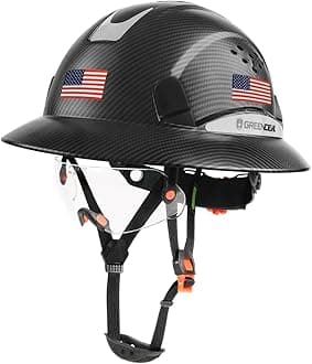 GREEN DEVIL Full Brim Hard Hat Vented Construction Safety Helmet OSHA Approved Cascos De Construccion ABS Work Hardhat for Men&Women 6 Point Adjustable Ratchet Suspension Custom Pattern Design
