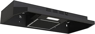 Under Cabinet Range Hood 30 inch, Ducted/Ductless Convertible Kitchen Stove Hood, Stainless Steel Vent Hood w/Rocker Button Control, 2 Speeds Exhaust Fan, 280CFM, Black