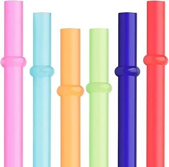 Dakoufish BPA Free 12 Piece 9 Inch Reusable Plastic Thick Drinking Straws for Mason Jar Yeti Rambler Plain Color（9inch，6color）