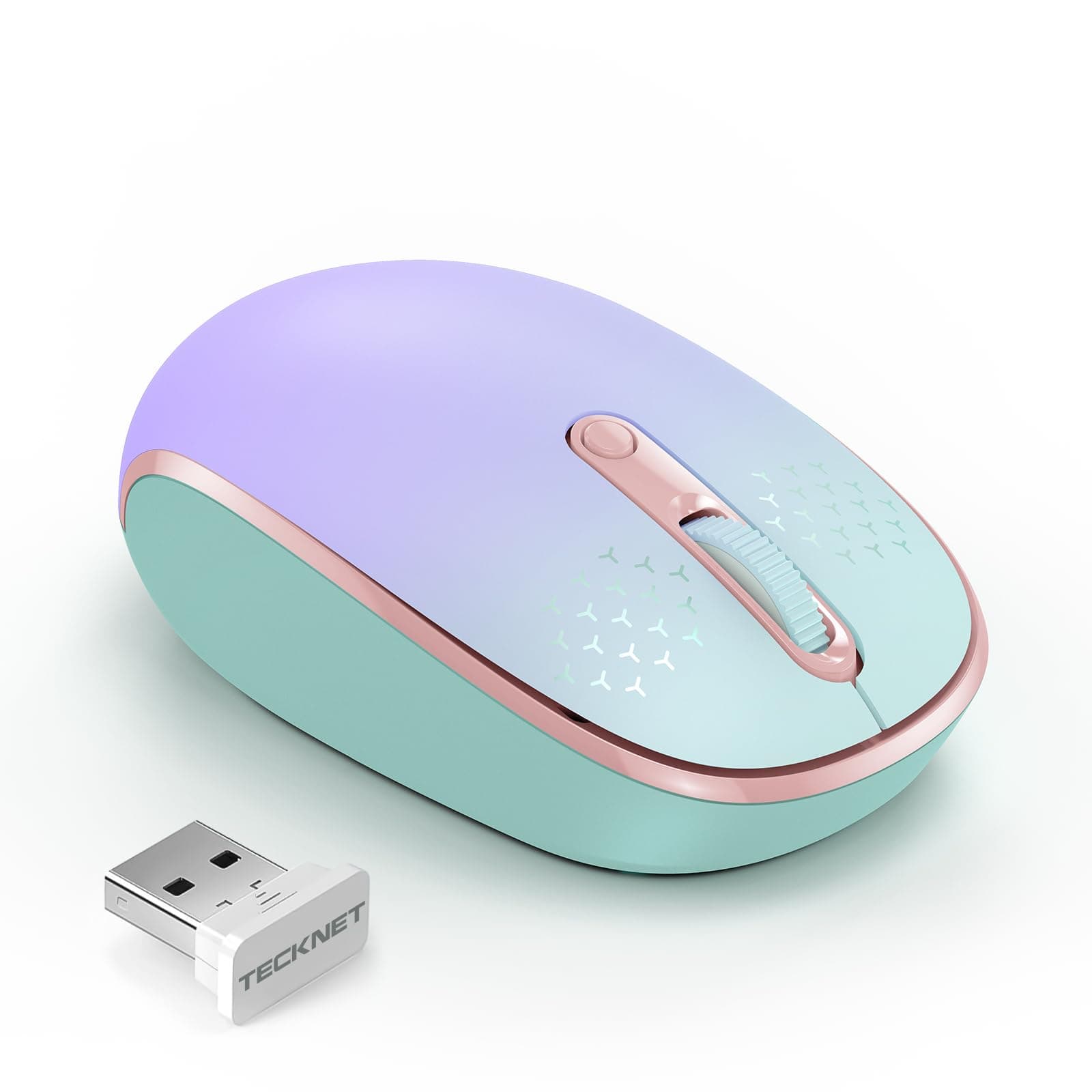 TECKNET Wireless Mouse, 2.4G Quiet Computer Mouse with USB Receiver, 4 Buttons Portable Cordless Mice for Chromebook, Laptop, PC, Mac, 800/1200/1600 DPI
