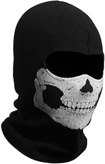 Black Balaclava Ghosts Skull Full Face Mask, Windproof Ski Motorcycle Face Masks Tactical Balaclava Hood for Men Women Youth Halloween Cosplay Outdoor Sport Cycling Skiing Hiking