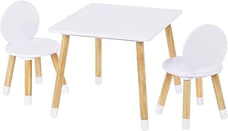 UTEX2-in-1 Kids Table and 2 Stools Set with Storage, White