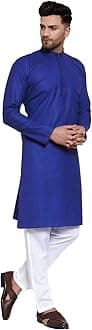 Multi Colored Cotton Plain Men's Ethnic Kurta Only