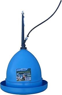 FARM-TUFF Automatic Hanging Poultry Waterer, Blue - Garden Hose Hookup with Hose and Height Adjustment Clip - Durable BPA-Free Plastic Fountain for Ducks, Chickens & Game Birds