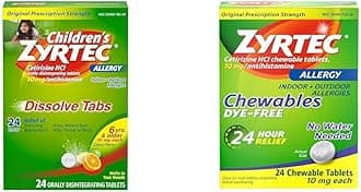 Children's Allergy 24HR Dissolving Citrus Tablets 24HR Allergy Relief Chewable Tablets Bundle, 24 ct Each