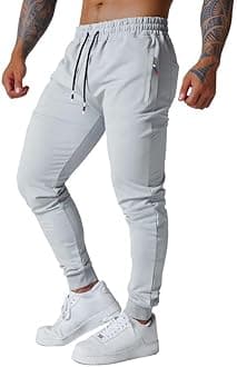 Mens Active Athletic Workout Jogger Sweatpants for Men with Zipper Pocket and Drawstring Size S-2XL