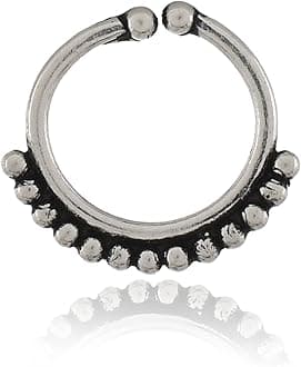 STERLING SILVER 925 HOOP SEPTUM RING/NOSE RING/NOSE PIN/EAR CUFF/CLIP ON / (SINGLE PIECE) - Non Pierced nose