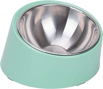 Super Design Mess Free 15° Slanted Bowl for Dogs and Cats, Tilted Angle Bulldog Bowl Dog Feeder, Non-skid & Non-spill, Easier to Reach Food S/0.5 Cup Teal