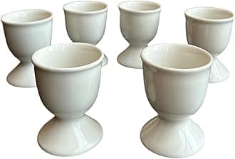 Mirakii White Porcelain Egg Cup Set of 6 for Hard & Soft Boiled Eggs or Snacks (6)