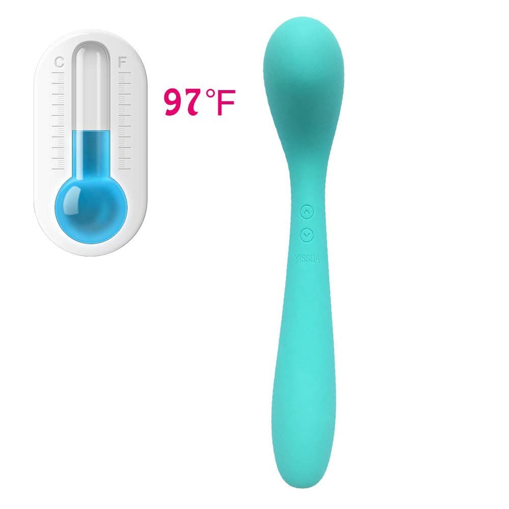 Heated Personal Massger Double End Available, Warming Function for Tail, with 8 Modes Dual Motor, USB Rechargeable, IPX7 Waterproof, Cyan