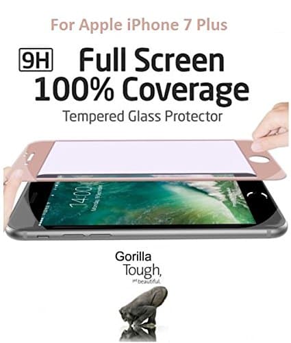 iPhone 7 Plus Screen Protector, [TUAHA] Full Coverage Apple iPhone 7Plus Tempered Glass Screen Protector 3D Full Coverage Screen Protector 9H Hardness, Bubble Free, Anti-Fingerprint HD Protection Film - Edge to Edge for iPhone 7+ [Rose Gold , R/Gold] iPhone 7 +