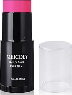 MEICOLY Pink Face Body Paint Stick(1.06Oz),Waterproof Sweatproof Pink Eye Black Softball/Baseball/Football,Cream Body Paint,Blendable Face Paint for Halloween Special Effects SFX Makeup