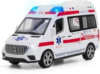 MTG Metro Toys & Gift - Benz Emergency Ambulance Van | 1:24 Scale | Big Size Diecast Model Metal Pull Back Toy car for Kid with Openable Doors & Light,Music Toy Vehicle for Kid【Colors as Per Stock】