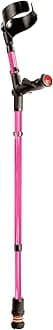 Flexyfoot Shock Absorbing Comfy Grip Double Adjustable Crutch - Improves Safety, Improves Grip, Reduces Shocks & Jarring – Left Handed - Pink