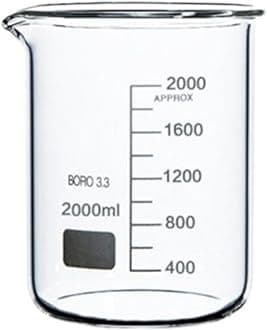 2L Boro 3.3 Glass Graduated Measuring Beaker for Lab or Kitchen
