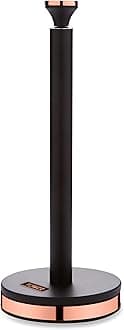 Tower T826133BLK Cavaletto Towel Pole Kitchen Roll Holder with Soft Underliner, Black and Rose Gold