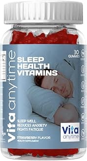 Vita Anytime Melatonin Sleep Gummies for Deep Sleep Support with Fresh Wake-Up Effect | Improves Sleep Cycle, Relaxes Nerves & Non-Addictive | For Men & Women | 30 Gummies