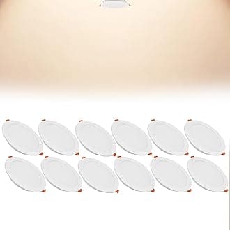 24W LED Recessed Ceiling Spotlights, 4000K Neutral White Ultra Slim Panel Light, Cut Φ190-210mm, AC110-240V Round Downlights for Living Room Office, 12 Pack