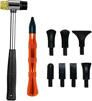 10PCS Dent Removal Tap Down Tools Paintless Dent Repair Tools Kit Dent Fix Tools DIY Metal Tap Dow Pen with 9 Heads Tips Rubber Dent Hammer