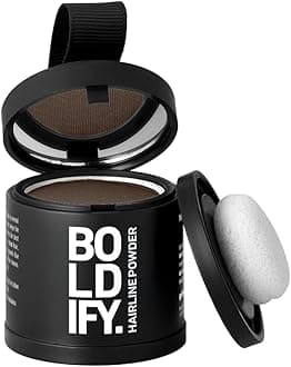 BOLDIFY Hairline Powder (LARGE, 10g) - Root Touch Up Hair Color for Gray Coverage - Bald Spot Concealing Hair Powder for Women and Men - 24-Hour Stain-Proof - Medium Brown