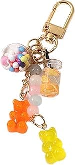 Cute Resin Gummy Bear Key Chain Candy Color Animal Bear Charms Keychains Car Keys Bag Pendant Keyring Jewelry Gift