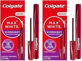 Colgate Max White Overnight Teeth Whitening Serum Home Teeth Whitening Pen Reverses 15 Years of Stains* While You Sleep New and Improved Applicator EnamelSafe Easy to Use (Pack of 2)