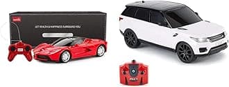 RASTAR La Ferrari Remote Control Car, 1:24 Scale RC for Kids, Red Toy & CMJ RC Cars TM Range Rover Sport 1:24 Scale With Working LED Lights, Radio Controlled Supercar