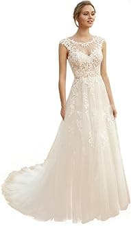 Beach Wedding Dresses for Bride 2022 Long Sleeve Lace Boho Bridal Gowns for Women WDW001