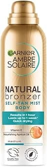 Garnier Ambre Solaire Fake Tan, Natural Bronzer Quick Drying Self Tan Body Mist Medium, Streak Free Spray Tan, Lasts Up to 1 week, Vegan Formula, Radiant Glow, 150ml